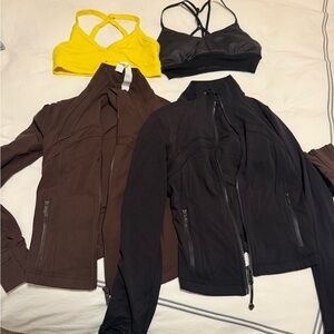 lululemon athletica Yellow, Black, and Brown Activewear Set